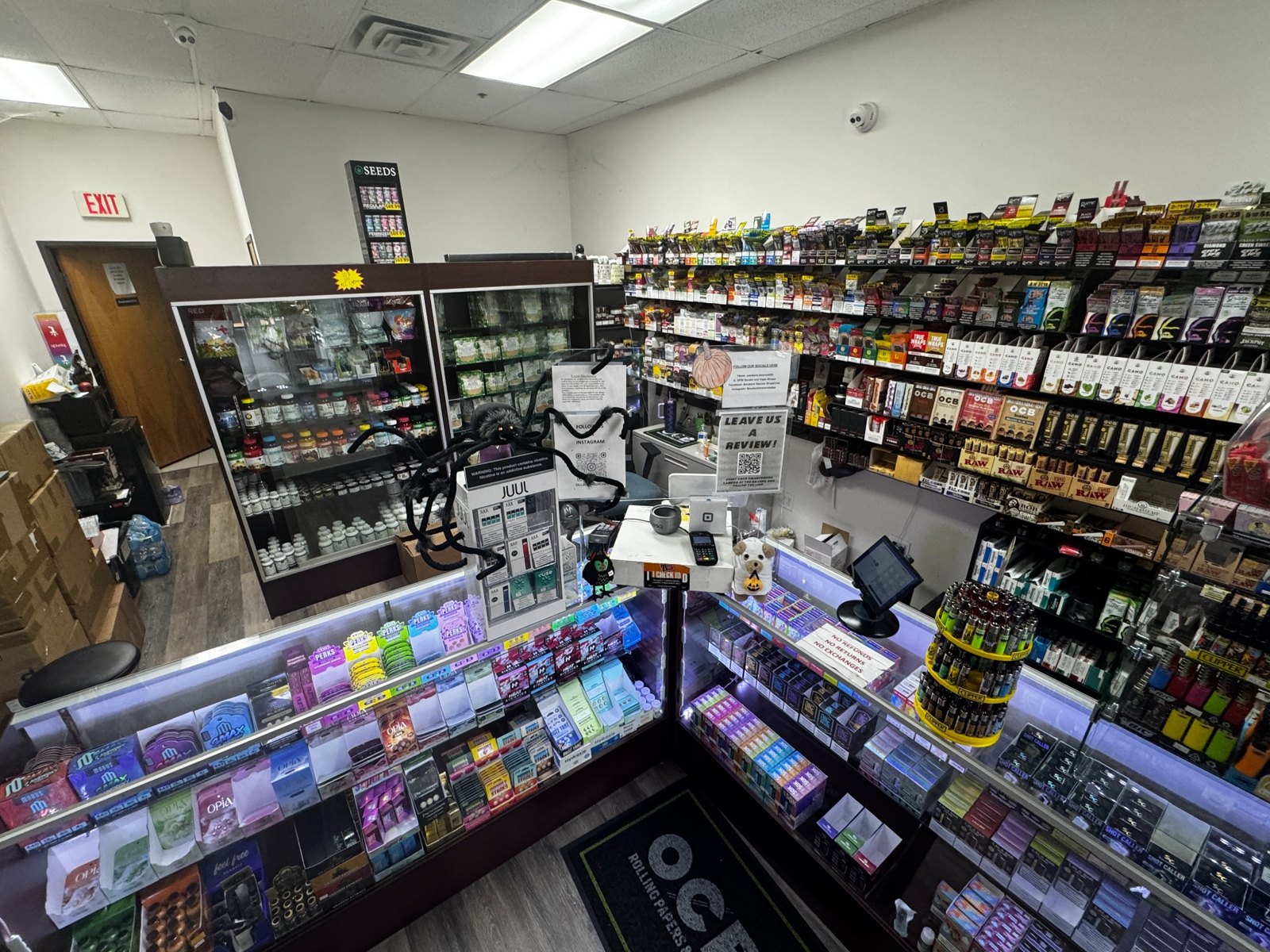 Grapevine shop counter and shelves